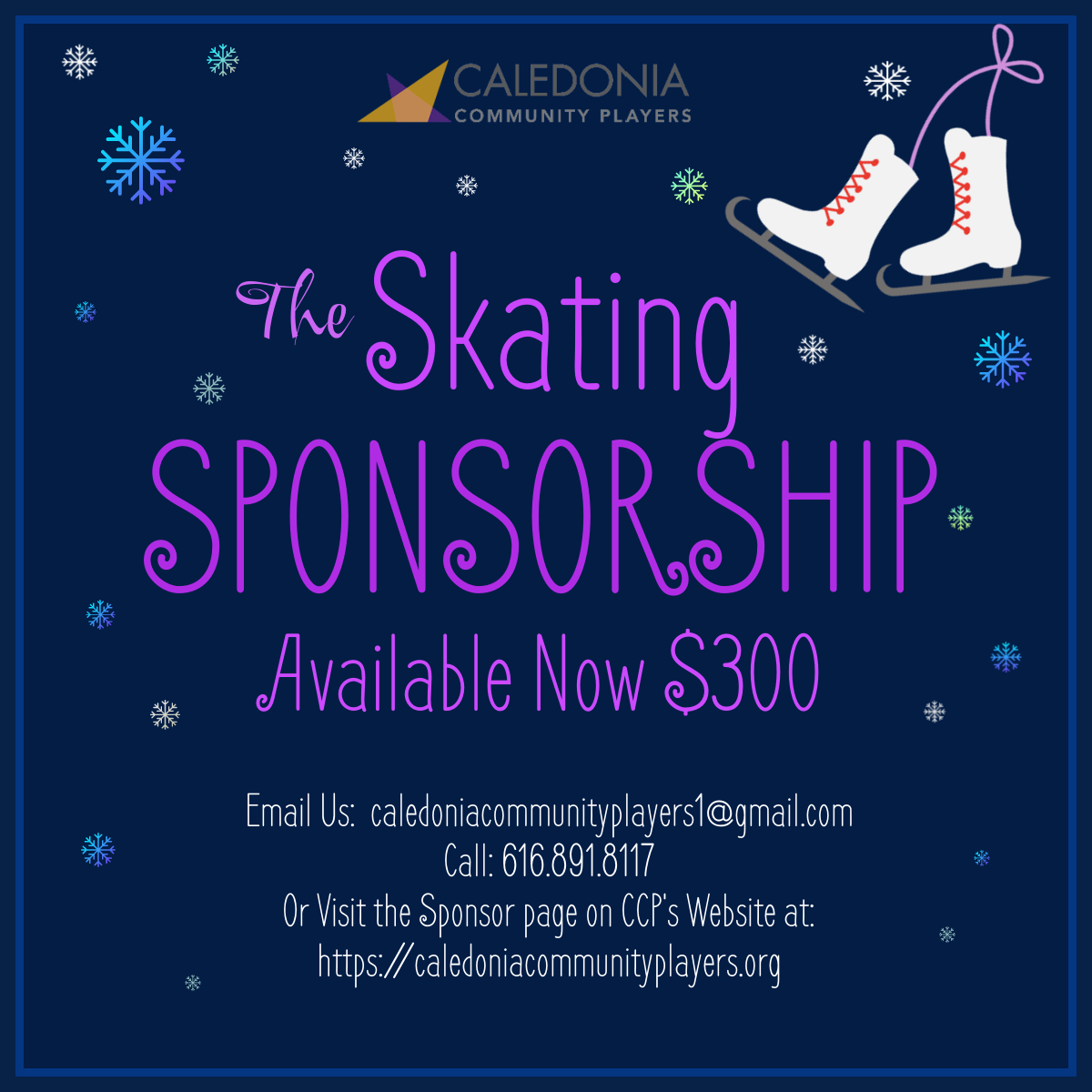 Snow & Skating Sponsor Needed for CCP production A Charlie Brown Christmas 2022